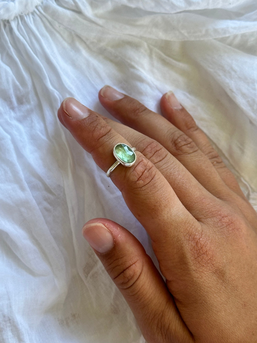Mint green kyanite ring SIZE: 6