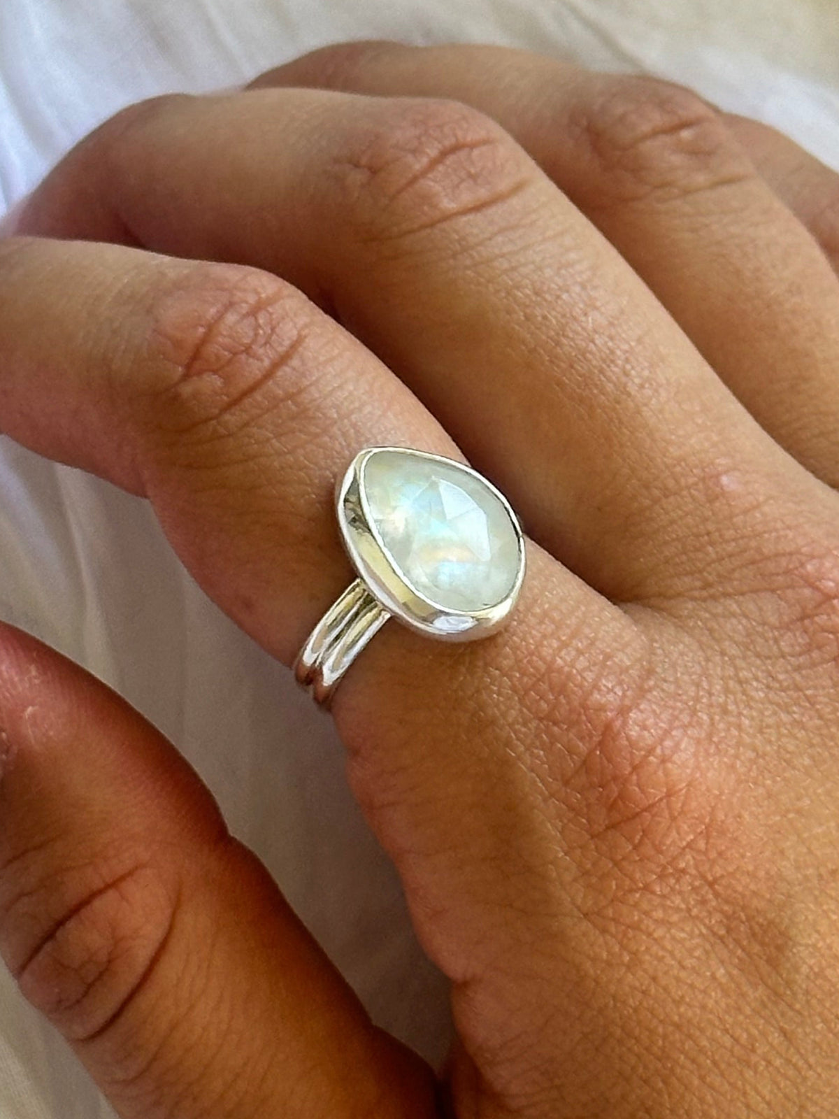Rainbow Moonstone ring SIZE: 8 3/4